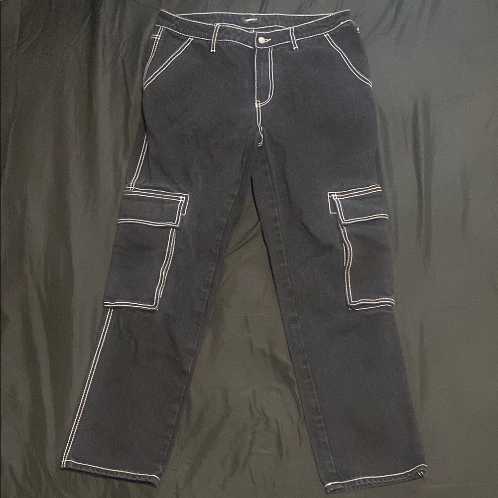 Contrast Lining Carpenter Straight Jeans